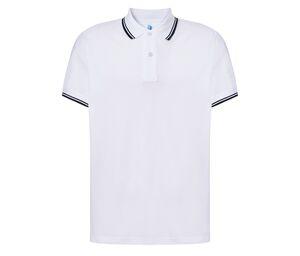 JHK JK205 - Polo homme contrasté Blanc / Bleu marine